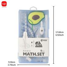 WQN 1 Set Drawing Compass Set 9-Piece Drafting Tool Set, High Transparency Material, Wear-Resistant, Not Easy To Break, Learning Drafting Tools Back-To-School Season