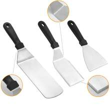 5/11pcs Stainless Steel BBQ Accessories Set, Suitable For Grilling And Camping Cooking, Including Flat Grill Pan Tools, Metal Spatula Set, Burger Press, Scraper - Outdoor Barbecue Grill Accessories Set