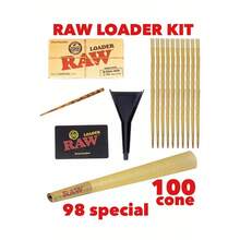 Raw Rolling Metal Tray FLIGHT LA<Wbr/>RGE+Raw 98 Special Size Cone(100pk)+Co<Wbr/>Ne Loader - như hình - Xem 2