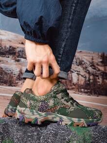 加大码男士徒步鞋，户外登山鞋，迷彩面料和超细纤维皮革，系带防滑橡胶+MD鞋底，适合户外徒步、狩猎等各种活动，四季皆宜 - 軍綠色 - 查看 5