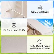 Inflatable Tent With Pump,Glamping Tents For 4-6 Person, Easy Setup 4 Season Waterproof Outdoor Tent,Waterproof Luxury Glamping Tent With 12 Mesh Window - 卡其色 - 查看 4
