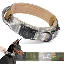 Waterproof Dog Collar With AirTag Holder, Adjustable Tactical Pet Collar With Comfortable Handle And Metal Buckle, Suitable For Medium To Large Dogs