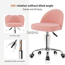 sillas de cambiador de terciopelo con altura ajustable con parte trasera para recámara,  Taburete giratorio de oficina, hogar, maquillaje, dibujo cosmético (rosa) - por defecto - Ver 4