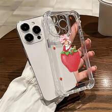 Funda para teléfono con diseño de Tarta de Fresa con Bayas Gigantes, compatible con iPhone 16, 15, 14 Pro Max, 13, 12, 11, XR y XS Plus. Fabricada en silicona TPU, ofrece protección contra golpes y caídas, además de una excelente sensación al tacto. Es el regalo ideal para familiares, amigos y seres queridos. - transparente - Ver 3