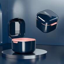 Denture Cup Retainer Case Cute Night Mouth Guard Box Holder, Storage Soak Container With Strainer Basket For Travel Cleaning, Soak Case, Travel-Friendly - Multicolor - View 9