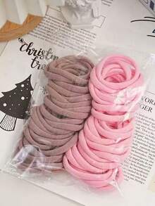 50个装无缝发圈套装 - 女士柔软防滑弹力发圈，女孩基础款高弹力发圈马尾圈，橡皮筋不伤发，发圈配饰，日常马尾造型，夏季宽松发饰，适合健身、瑜伽、海滩派对（粉色）马尾造型发圈弹力发带发圈，发圈，发绳头饰 - 彩色 - 查看 7