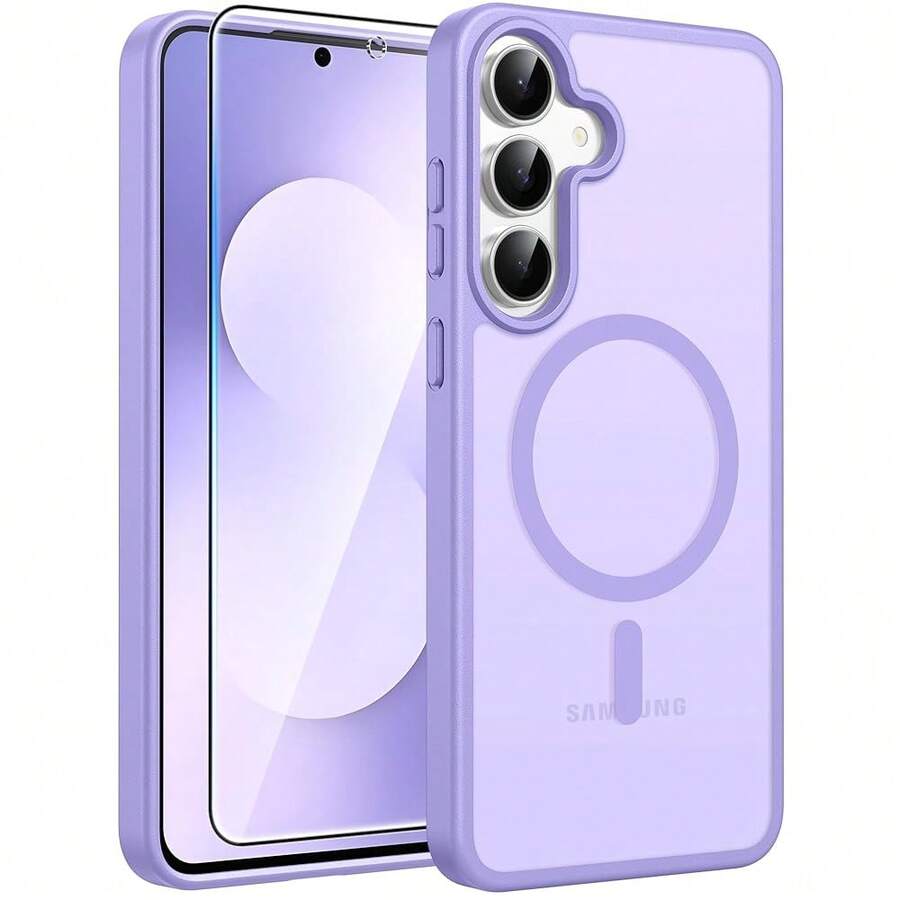 For Samsung Galaxy S25 FE Case: Magnetic Translucent Matte Military Grade Drop Proof Protection Cell Phone Cover - Slim Rugged Durable Shockproof Protective S25Fe Cases (Purple-6.7 Inch) - 紫色的 - 查看 1