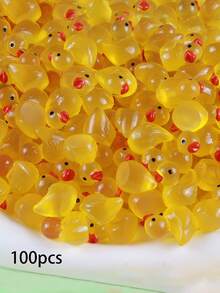 100pcs Glow-In-The-Dark Mini Resin Duck Figurines, Suitable For Miniature Garden Landscape, DIY Cute Party Toys And Craft Decorations - Yellow Luminous Duck - View 7
