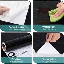 1 rollo de papel tapiz autoadhesivo de mármol negro-gris, resistente al aceite y a la humedad, papel de contacto de PVC con diseño de mármol simulado, papel tapiz decorativo para mesas de comedor, bares, chimeneas, cocinas, baños y gabinetes, pegatinas de vinilo extraíbles con patrones de diseño moderno de 40CM*500/300/100CM