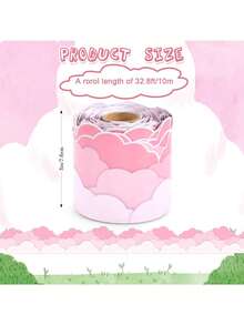 1pc Pink Cloud Decorative Frame, Pink Cloud Border Decorative Sticker, Holiday Background Decorative Sticker, Suitable For Blackboard, Office, Window, Scrapbook, Stationery, Home Decor - Multicolor - View 9