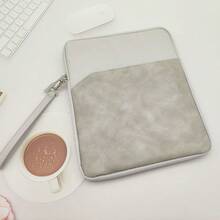 1pc Polyester Material Pink Lightweight Zipper Large Capacity Multi-Layer Electronic Notebook With Padded Travel Protective Case, Suitable For 8"/11"/12.9" Tablets - Light Grey - View 12