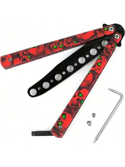 EstiloCuchillos De Mariposa, Cuchillos De Artes Marciales, Para Practicar Se Convierten En Trucos Para Entrenamiento, Cuchillo De Entrenamiento Contundente Para Principiantes(Rojo)VersióN Mejorada