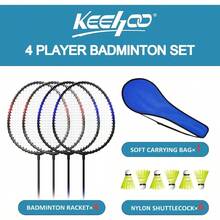 KH Badminton Rackets Set of 2-4 for Adults Beach Lawn Backyard Game Outdoor Sports Racquets Shuttlecocks and Carry Bag Included - Negrorojoazul4jugadoras - Ver 2