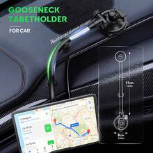 PLDHPRO Flexible Gooseneck Car Mount & Tablet Holder, 360-Degree Rotatable Dashboard Stand With Strong Sticky Gel Suction Cup, Adjustable Angle, Universal Car Suction Cup Holder For Navigation - A - View 4