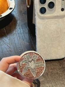 1pc Elegant Floral Oil Painting MagSafe Phone Holder, Strong Magnetic Desktop Slouchy Stand - Multicolor - View 3