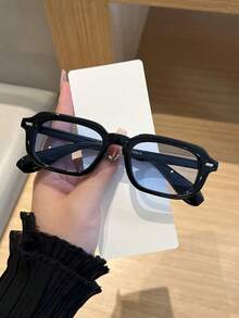 1副女士休闲复古方形小框黑色时尚眼镜，适合日常出行、夏季海滩、装饰、街头摄影 - 彩色 - 查看 19