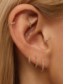 EleRunis 1PC 925 Sterling Silver Dainty 6/10/12 MmHoop Earrings Cartilage Piercing Earrings Ear Cuff Tiny Hoop Earrings For Women Daily Wear Wedding Party - Gold - View 9