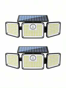 2pcs Durable Wide-Angle Solar-Powered Sensor Light Outdoor Waterproof Street Lamp Capable Of Human Body Sensing To Avoid Unnecessary Power Consumption Suitable For Storefront Signs / Temporary Areas On Construction Sites For Night Lighting
