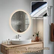 Bathroom Mirror With LED Lights Wall Mounted 3 Colours Dimmable IP54 Waterproof Touch Switch - 50*50cm - View 6