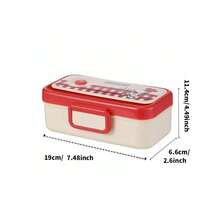 Miniso Snoopy Checkered Series Bento Box - Red & White Plaid Design,Seal Buckle Design Material Daily Commute/Picnic Portable Lunch Container (1 PC) - Multicolor - View 7