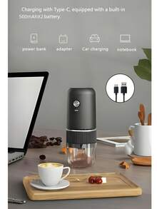 1pc USB Rechargeable Compact Coffee Grinder, 1000mAh Long-Lasting Battery, Portable Electric Coffee Bean Grinder For Home & Office - Multicolor - View 13