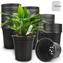 1pc/50pcs 1 Gallon Planter, 6.5 Inch Plastic Plant Pot, Plastic Flower Pot, Plastic Planter Pot, Planter Pot, Succulent Plant, Planter Pot With Plant Label - Black - View 9