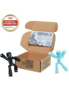 EstiloZing  - Paquete Doble - Incluye 2 s - Cifras De AccióN Y Accesorios Coleccionables, AnimacióN Stop Motion, A Partir De 4 AñOs (Azul Hielo Y Negro SóLido)VersióN Mejorada - Azul hielo y negro puro - Ver 2