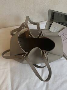 1pc Fashionable Versatile Minimalist Niche High-End Feeling Shoulder Bag, Suitable For Going Out - Grey - View 6