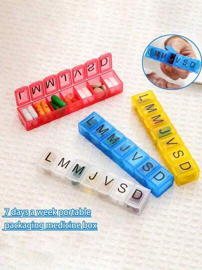 Portable Mini Pill Box, Letter-Style Pill Box, Cute Pink Travel Weekly Pill Organizer, Compartment Pill Box, 7-Day Independent Travel Pill Box With Portable Morning & Night Pill Rack, Travel Accessories, 7-Slot Pill Box, Dust-Proof & Moisture-Proof