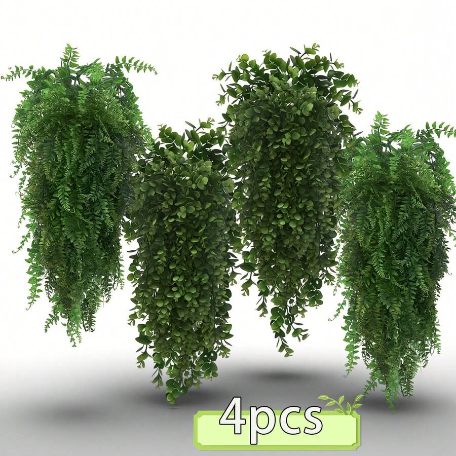 Doraeyun 1/4 chậu cây giả hỗn hợp (dây leo bạch đàn + dây leo cỏ) dùng để treo ban công/trang trí sân vườn/lan can sân thượng/trang trí tường, kết cấu sống động như thật và độ rủ tự nhiên, chất liệu chống phai màu và chịu được thời tiết ngoài trời, không cần bảo dưỡng, phù hợp cho mọi dịp: Ngày lễ tình nhân, mùa xuân, Lễ Tạ ơn, Ngày Nhà giáo, Lễ Phục sinh, tất cả các mùa.