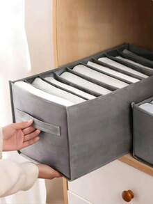 Cutie de depozitare pentru dulap gri cu mai multe compartimente, organizator de sertare pliabil din material nețesut, soluție de depozitare sub pat care economisește spațiu cu mâner ușor de transportat - Gri - Vizualizare 2