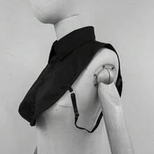 Detachable Shirt Collar For Women, Fake Collar Dickey With Buttons, Layered Look Accessory - Black - View 2
