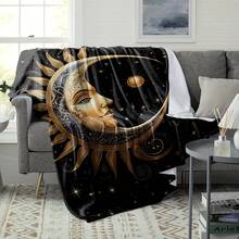 Retro Moon, Star And Sun Printed Blanket,Super Soft Flannel Printed  Blanket,As Birthday Gifts, Family, Wedding, Souvenir Blankets, Polyester Blankets Suitable For All Seasons, Washable, Machine Washable, Lightweight, Breathable, Comfortable, Warm, Unique, 280gsm For Him, Her Personalized Ideal Gifts For Her, Him, Family, Boyfriend, Girlfriend, Father, Family, Mother, Lover, Daughter, Son, Grandfather, Grandmother, Teacher,Doctor, Nurse,Friend, Classmate, Pet. Perfect Nap, Camping, Travel, Home, Daily Life, Office Decoration, Birthday, Anniversary, Valentine's Day, Thanksgiving, Graduation Season,Christmas, Halloween, Mother's Day, Father's Day, Wedding, New Year Gifts ,Sofa,Bed,Car,Bedroom,Living Room,Office,  Outdoor Camping, Beach,Wall Decoration - Nhiều màu 8 - Xem 2
