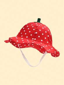 1pc Strawberry Pattern Bucket Hat, Fashionable Infant/Toddler Boys/Girls Spring Sun Protection Bucket Hat - 1PC - View 4