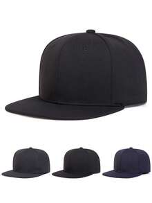 2026新款简约纯色平沿棒球帽，后部封口，个性化棒球帽，户外日常通勤装饰帽，运动遮阳帽，街头时尚创意嘻哈帽，男女通用休闲滑板帽