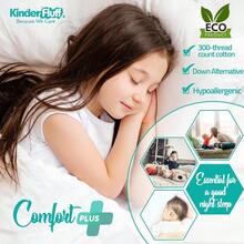kinder Fluff Pillows 2X - The Only Twin Pillows for 300T Cotton Shell and Down Alternative Fill - Ideal for Travel Bedding Set and Floor Cushions (16x24in - White) - Blanco con rayas de satén - Ver 3