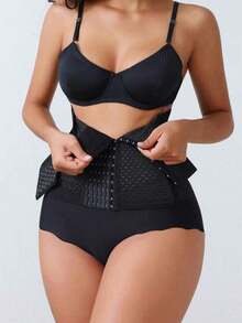 1pc Women Waist Trainer Corset, Postpartum Shapewear To Slim Waist, Tummy Control, Workout Support Waist Cincher ZCKE - 黑色 - 查看 2