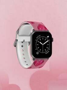 1条亮粉色心形柔软弹性透气替换表带，适用于三星、佳明、荣耀智能手表，尺寸可选38mm、40mm、41mm、42mm、46mm、45mm、44mm、49mm；时尚休闲多色硅胶表带，兼容苹果手表Ultra SE/11/10/9/8/7/6/5/4/3/2/1 - 彩色 - 查看 3