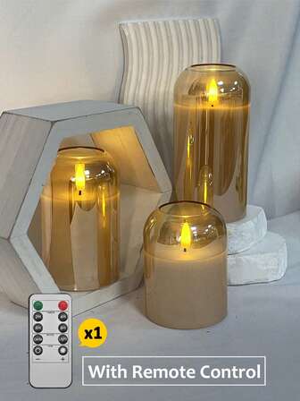 1/3 st flamlösa ljus med timer/fjärrkontroll, batteridrivna, LED-önskeljus, romantisk atmosfär dekorationslampor, rökfria elektroniska LED-ljus, bordsdekor, varmt levande ljus, lämplig för jul, alla hjärtans dag, halloween, hem, frieri, bröllop, present, födelsedagsdekor, fest