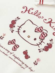 Balabala Girls Sanrio Polo Sweatshirt, Cute Graphic Style, Preppy Casual Look - Off-white - View 5