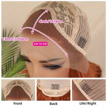 16 Inch Short Orange Ginger Wavy Lace Front Wig For Women, No Glue Needed, Heat Resistant Synthetic Fiber, 180 Density, 13x4 Lace Front, Pre-Plucked, Suitable For Daily Wear, Parties And Cosplay - Ginger - View 10