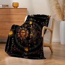 Retro Moon, Star And Sun Printed Blanket,Super Soft Flannel Printed  Blanket,As Birthday Gifts, Family, Wedding, Souvenir Blankets, Polyester Blankets Suitable For All Seasons, Washable, Machine Washable, Lightweight, Breathable, Comfortable, Warm, Unique, 280gsm For Him, Her Personalized Ideal Gifts For Her, Him, Family, Boyfriend, Girlfriend, Father, Family, Mother, Lover, Daughter, Son, Grandfather, Grandmother, Teacher,Doctor, Nurse,Friend, Classmate, Pet. Perfect Nap, Camping, Travel, Home, Daily Life, Office Decoration, Birthday, Anniversary, Valentine's Day, Thanksgiving, Graduation Season,Christmas, Halloween, Mother's Day, Father's Day, Wedding, New Year Gifts ,Sofa,Bed,Car,Bedroom,Living Room,Office,  Outdoor Camping, Beach,Wall Decoration - Nhiều màu 17 - Xem 2