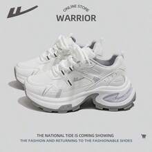 WARRIOR 1 Pair Women's Lace-Up Thick Sole Lightweight Casual Outdoor Sport Low-Top Sneakers, Versatile & Water-Resistant