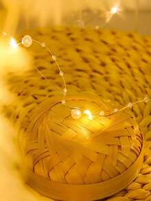 Elegant Faux Pearl String Lights - Battery Powered LED Lights, Copper Wire Material, Perfect For Weddings, Christmas, Bedrooms, Valentine's Day, Halloween, Parties And Garden Decor, Creating A Romantic And Elegant Ambiance. - 彩色 - 查看 5