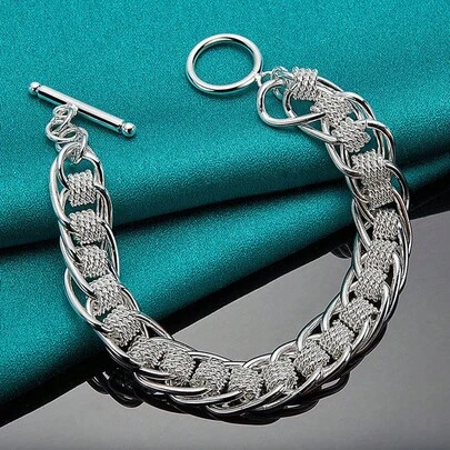 925 Sterling Silver Pläterad Många Cirkel Kedja Armband För Kvinnor Män Bröllopsfest Modesmycken