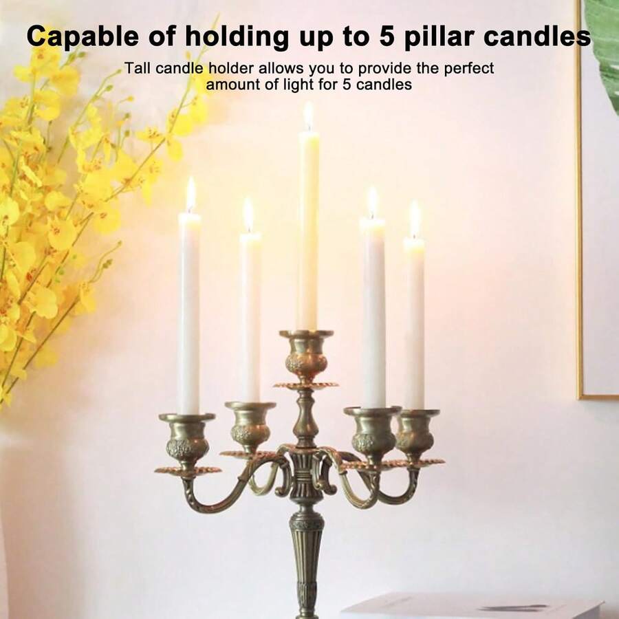 Samst Candelabro de Candelabro, Antiguo Alto 5 Brazo Candelabro Portavelas Exquisito Candelabro Portavelas para el Festival del Banquete de Boda en Casa - 1 - Ver 1