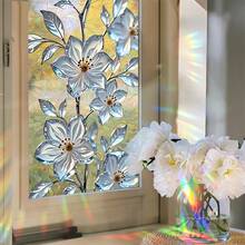 1/4/5片装3D彩虹窗户隐私膜，静电吸附花卉图案玻璃贴纸，防紫外线隔热，适用于家居、客厅、浴室、办公室装饰 - 彩色 - 查看 7