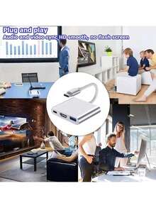 1 buah Adaptor Konverter Hub USB 3.0 Paduan Aluminium 3-in-1, Pengisian Daya + Transfer Data, Kompatibel dengan MacBook Air Pro/ 17/16/15, Galaxy S24/S23/S22/S21/S20 Ultra Plus/ dan Seri Lainnya - MultiWarna - View 5