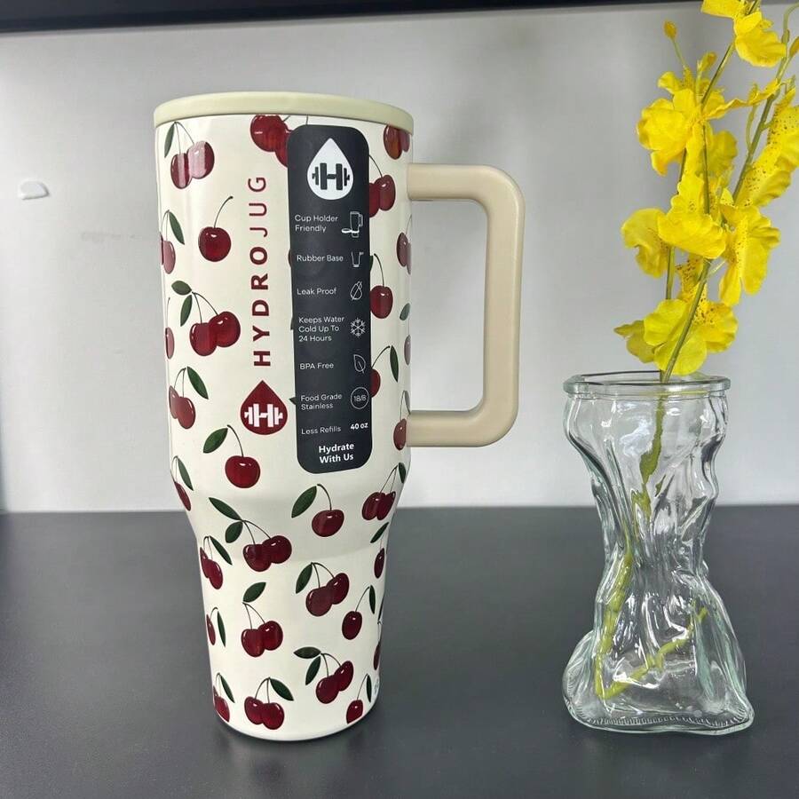 Hydro - Jug 40 Oz - Cherry With Handle & Flip Straw Tumbler - 櫻桃 - 查看 1