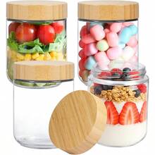 Frascos de Vidrio Herméticos 6 pcs con Tapa 8 10 16 24 oz 236 300 480 720 ml para Alimentos - Incluye Etiquetas - Ideal para Café Especias Azúcar Avena Té Yogur Granos (4 pcs-480ml) - 4 piezas 480 ml - Ver 1